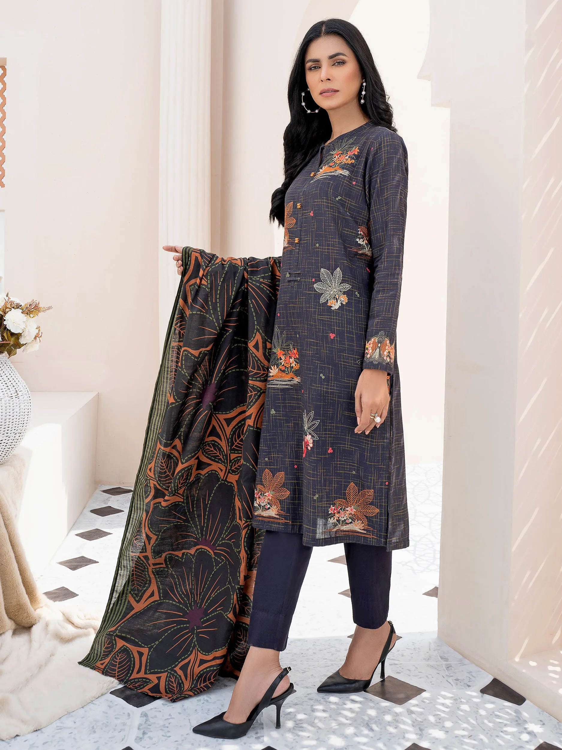 2 Piece Embroidered Khaddar Suit