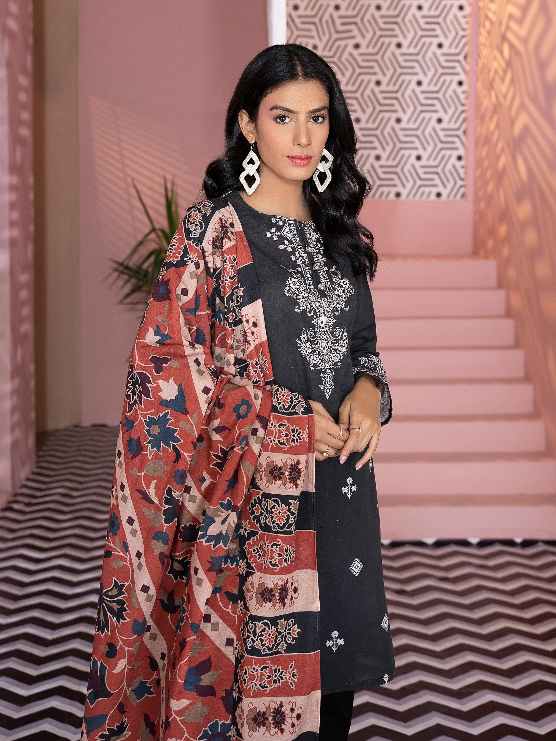 2 Piece Khaddar Suit-Printed (Unstitched)