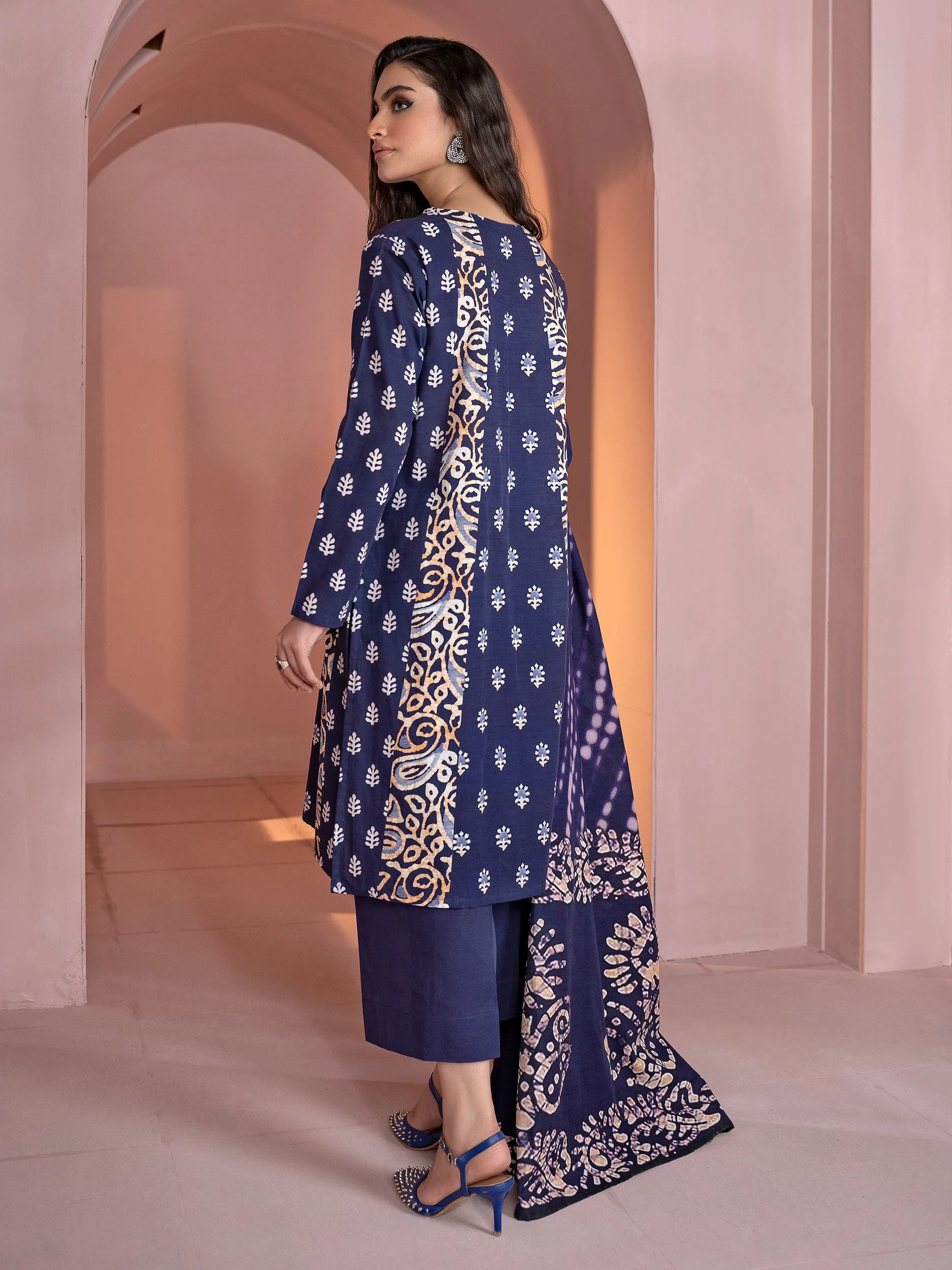 3 Piece Khaddar Suit-Unstitched Printed