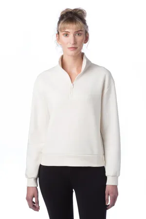 Alternative Womens Eco Cozy Fleece Mock Neck 1/4 Zip Sweatshirt - Natural