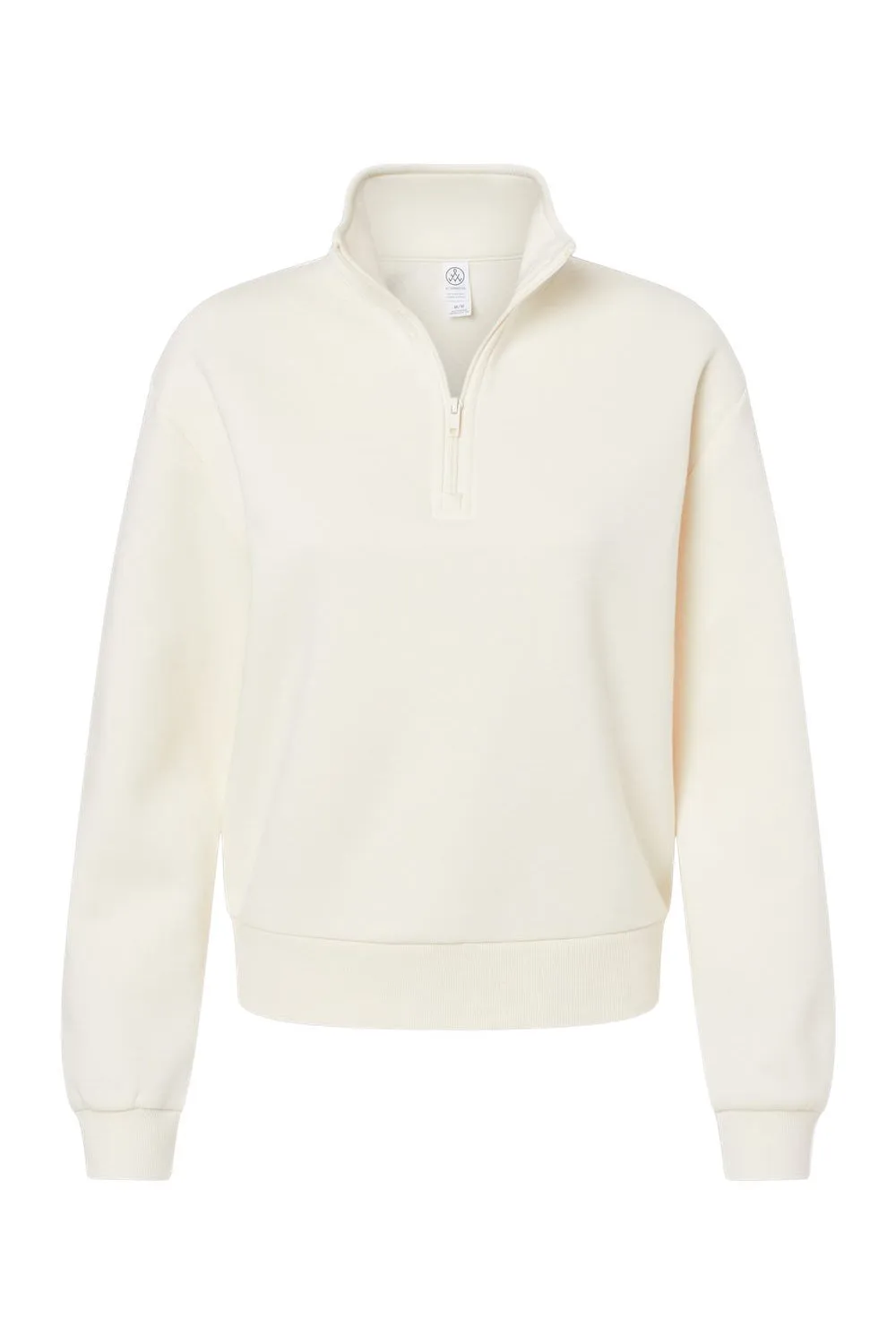 Alternative Womens Eco Cozy Fleece Mock Neck 1/4 Zip Sweatshirt - Natural