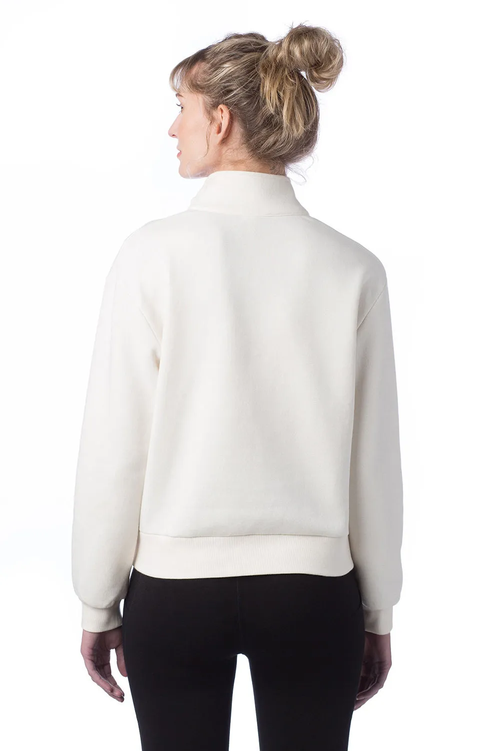 Alternative Womens Eco Cozy Fleece Mock Neck 1/4 Zip Sweatshirt - Natural