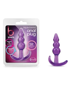 B Yours Triple Bead Anal Plug Purple - Comfortable Beaded Design | Body-Safe