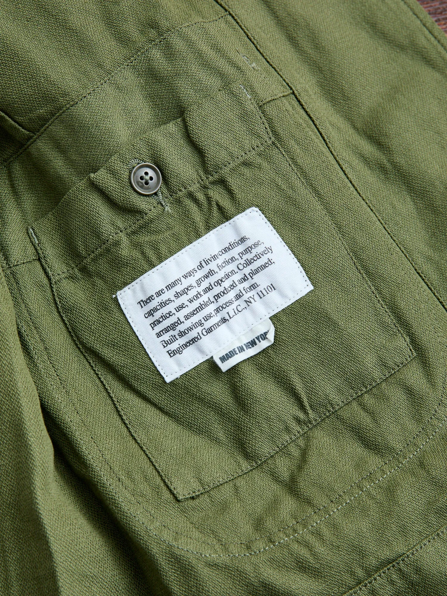 Bedford Jacket in Olive Cotton Hemp Satin