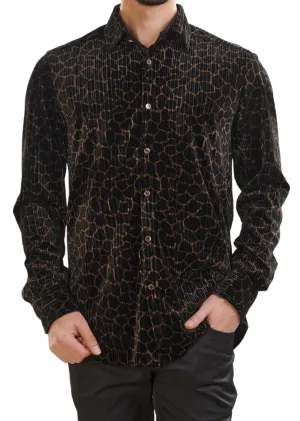 Black Gold Leopard Velvet Shirt