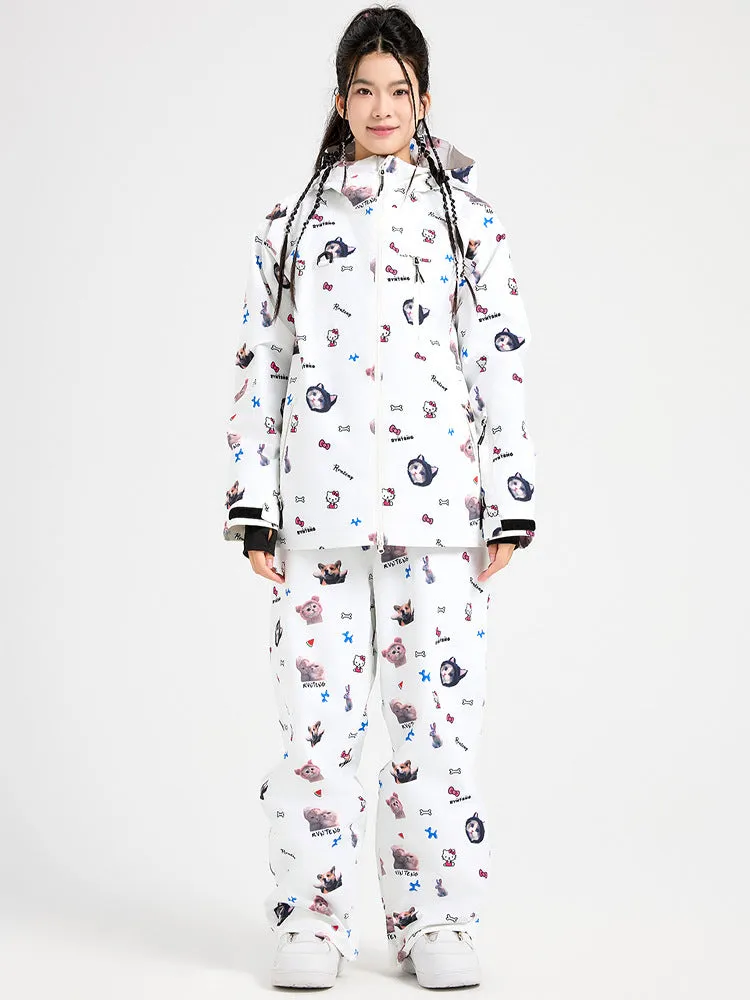 Cartoon Printed Snowboarding Jacket & Pants Set