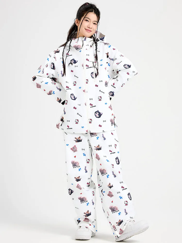 Cartoon Printed Snowboarding Jacket & Pants Set