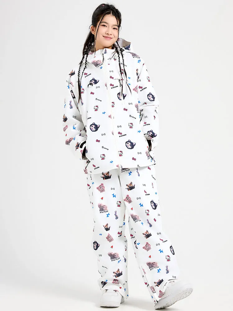 Cartoon Printed Snowboarding Jacket & Pants Set