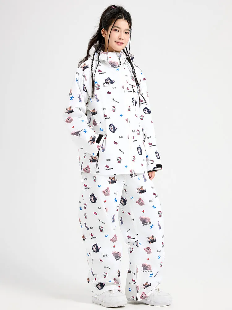 Cartoon Printed Snowboarding Jacket & Pants Set