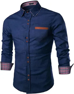 Casual Button Down Denim Shirt with Pocket (US Only)