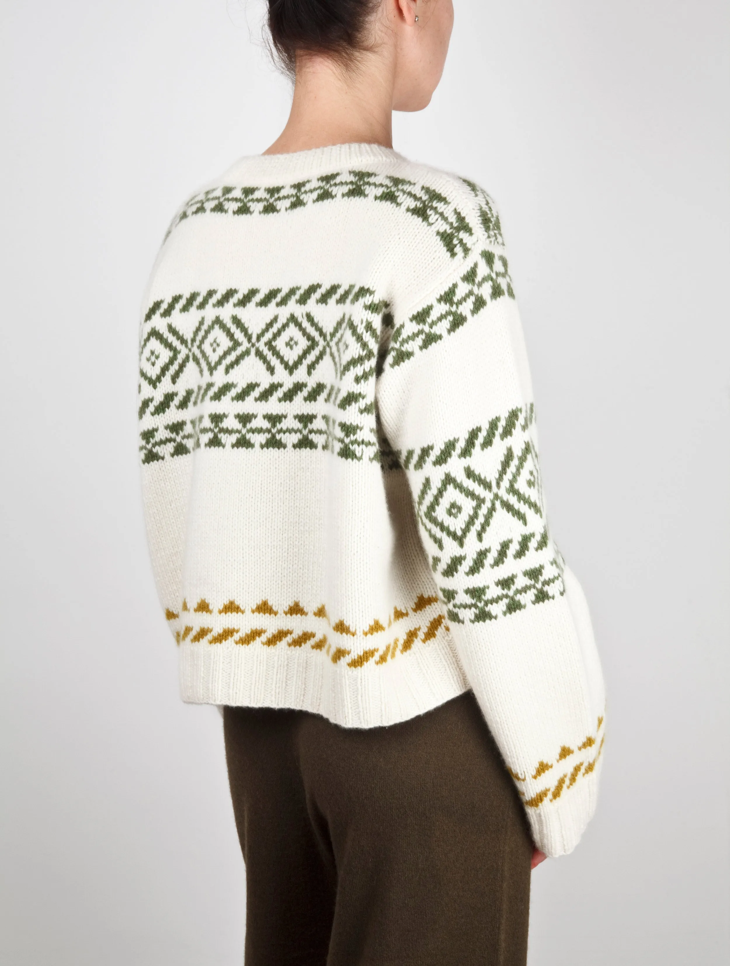 Crew Neck Fair Isle Cashmere Sweater