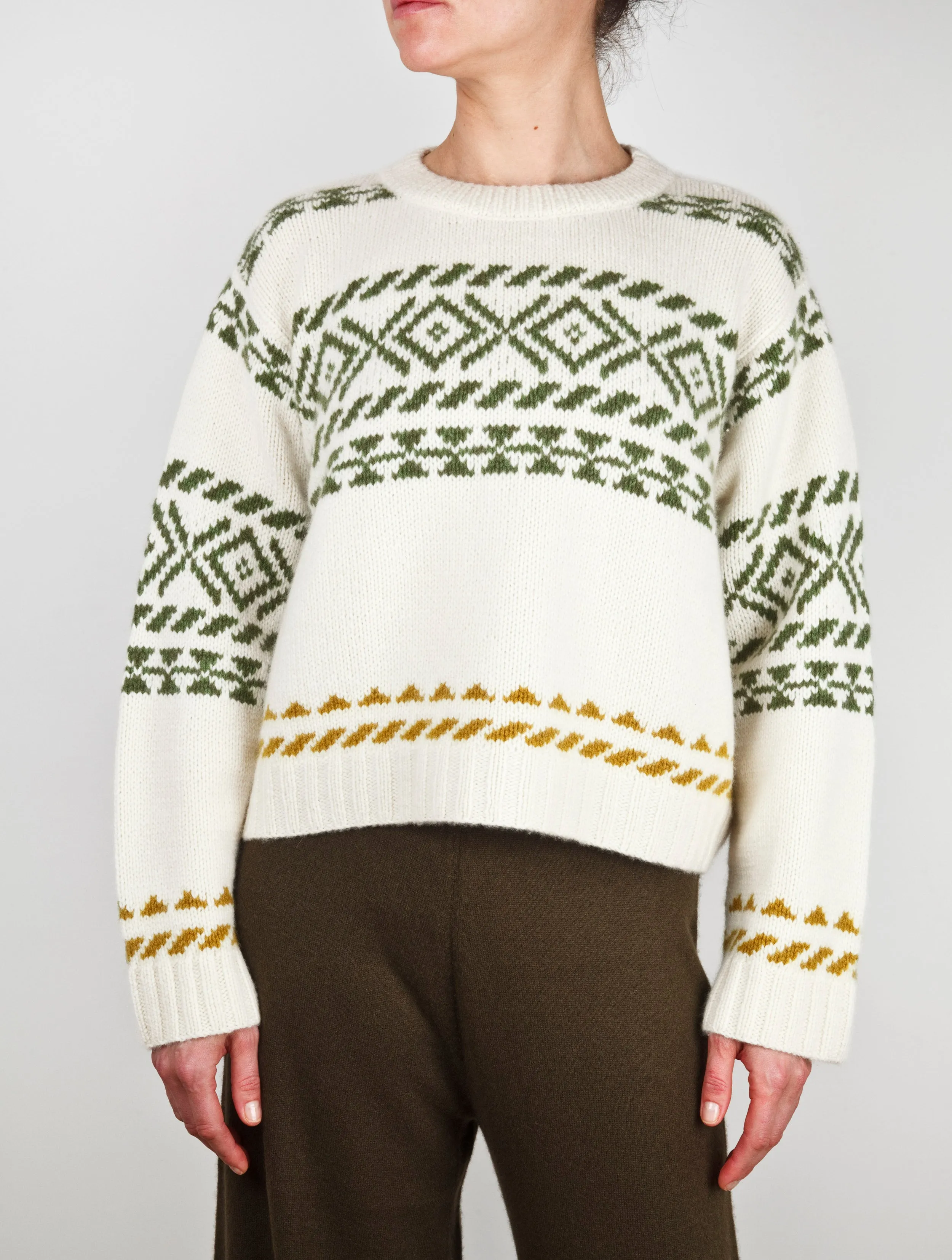 Crew Neck Fair Isle Cashmere Sweater