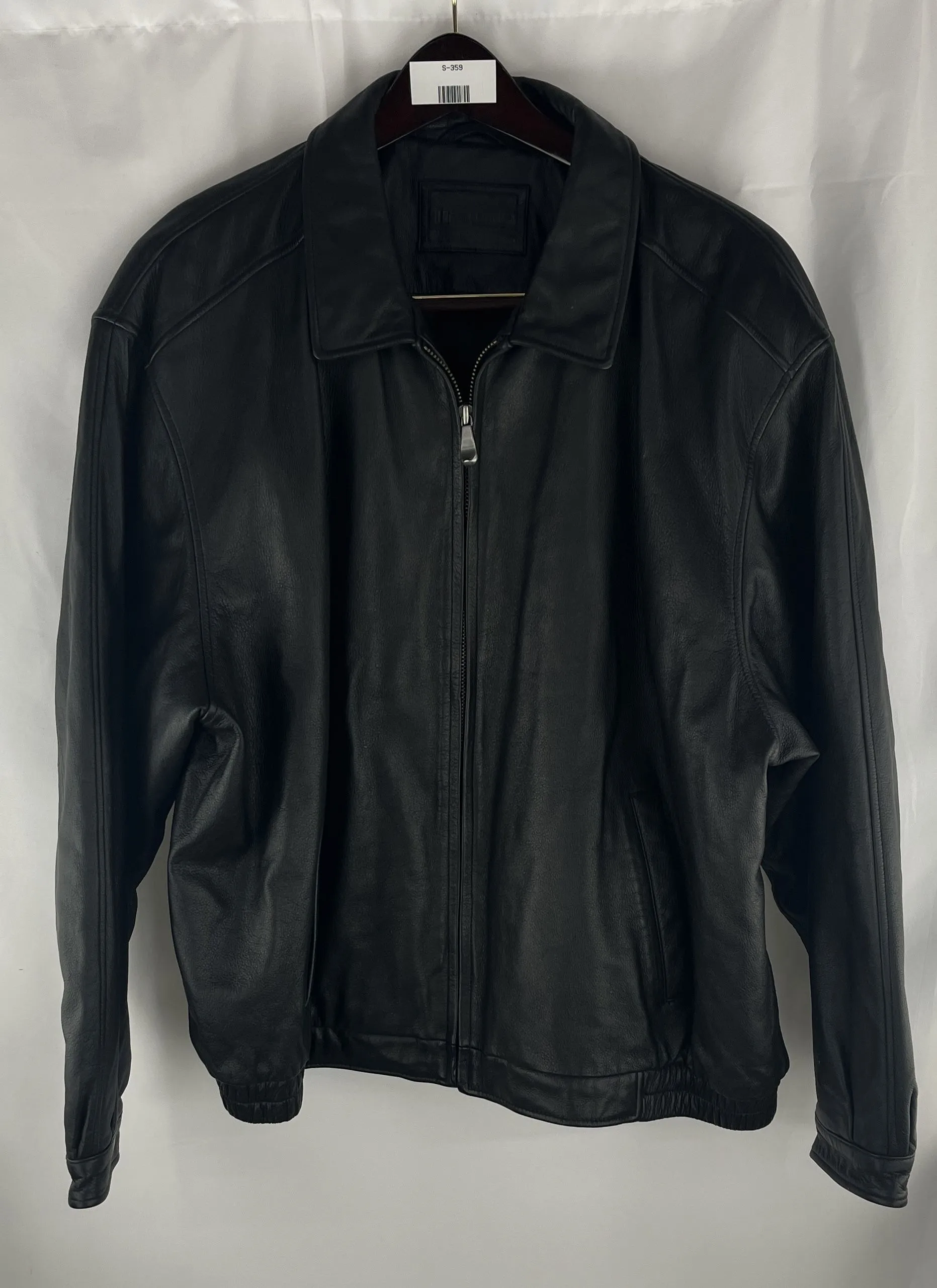 Croft & Barrow Men's Heavy Black Leather Bomber Jacket Size XXL