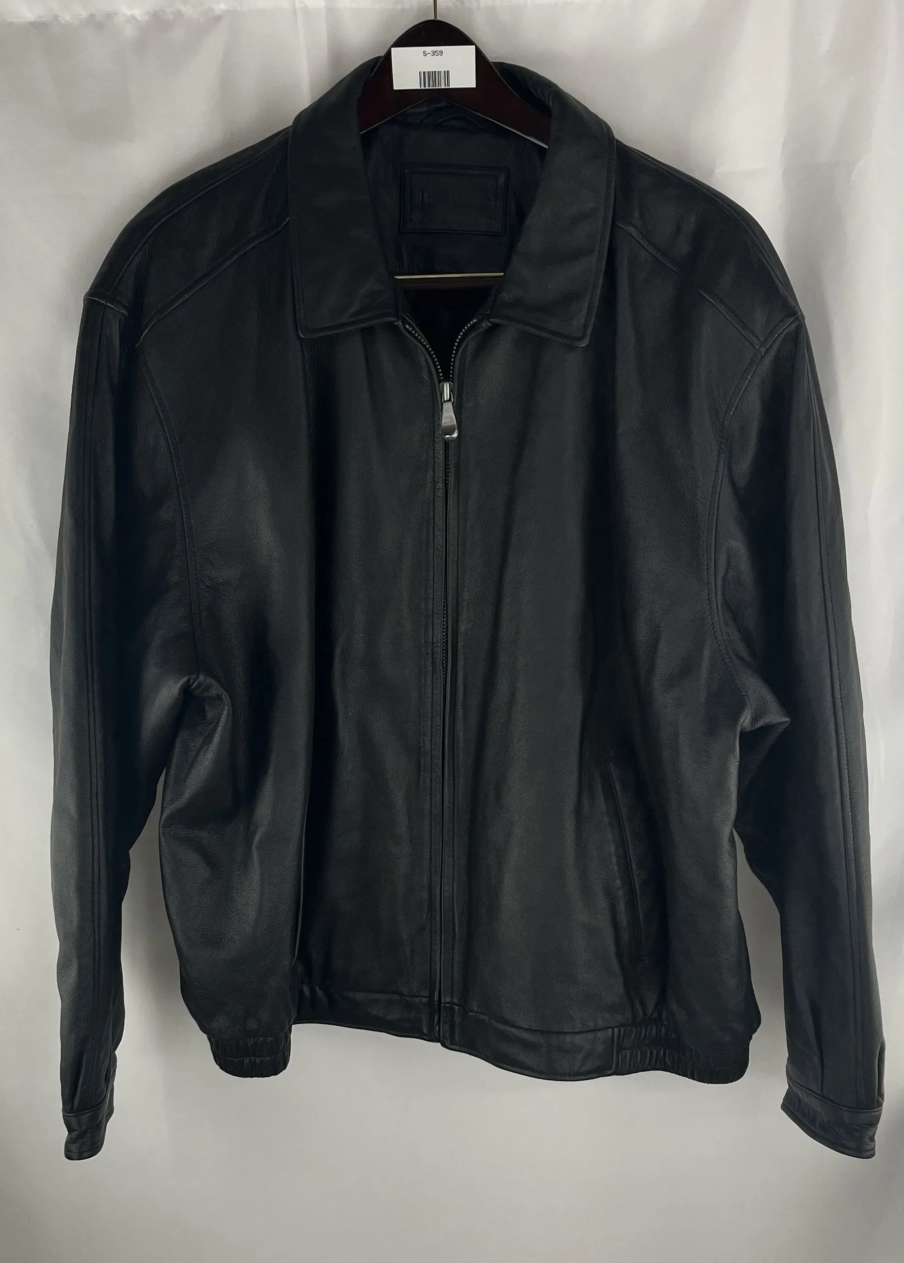 Croft & Barrow Men's Heavy Black Leather Bomber Jacket Size XXL