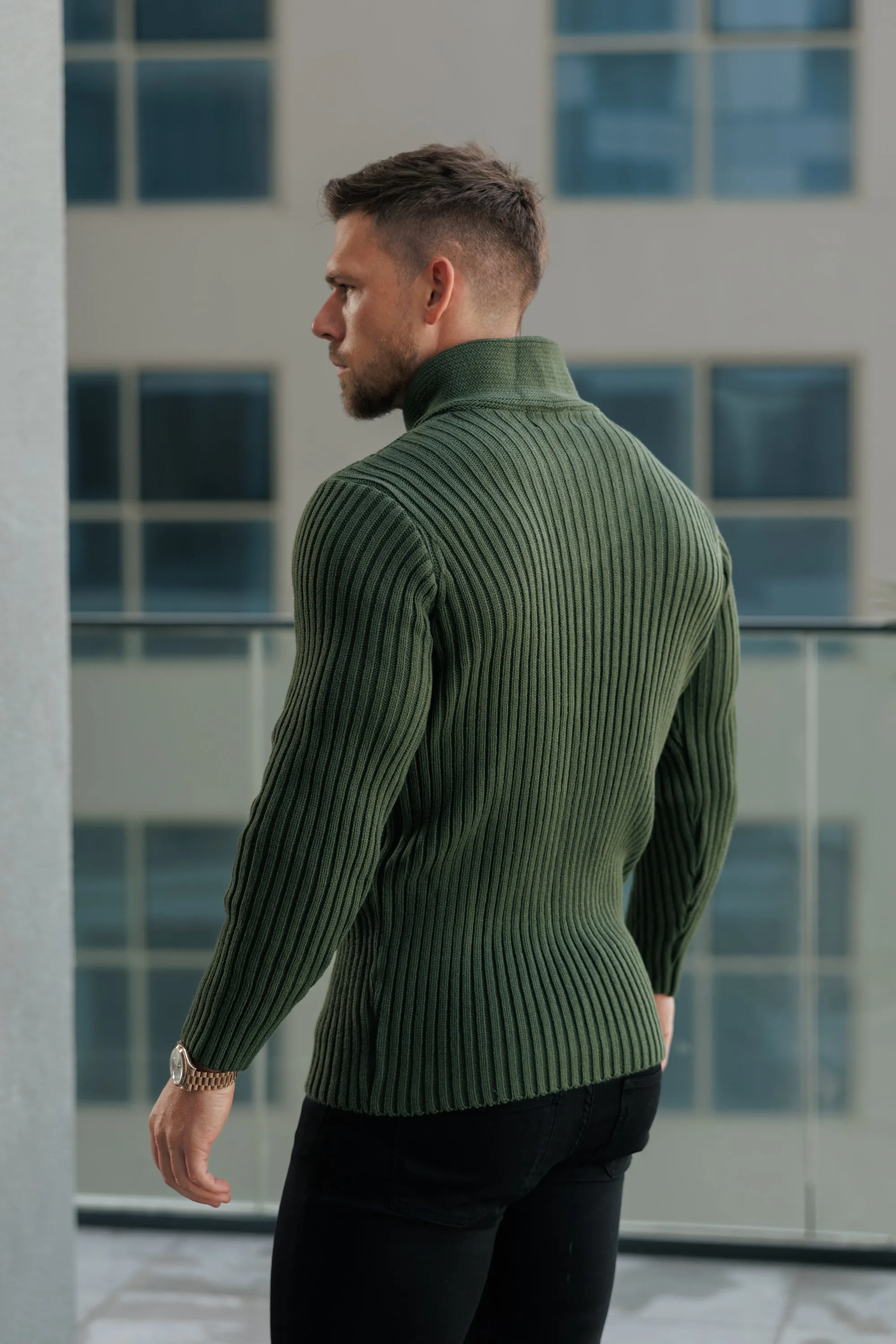 Father Sons Chunky Cable Knit Olive Jumper - FSJ061