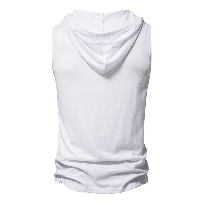 Fitness Workout Thin Sleeveless Hoodie With Buttons / Male Sportswear - SF1174