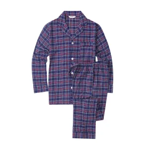 Flannel People Mens 100% Cotton Flannel Pajama Set with Pant Pockets & Drawstring - Patriotic Plaid