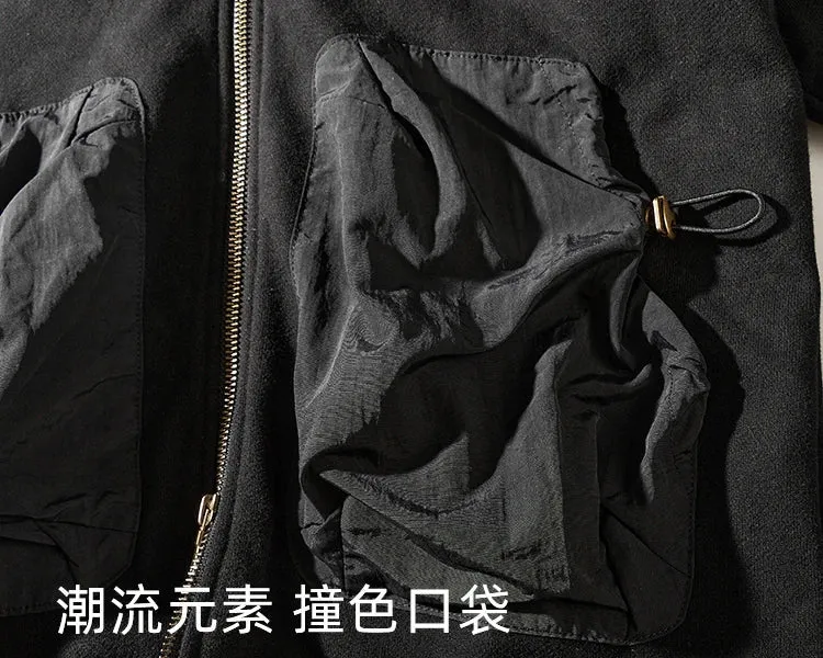 Heavy sweater pocket in winter loose thickened hooded autumn and winter hooded cashmere padded jacket men