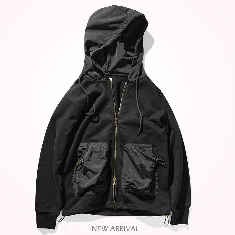 Heavy sweater pocket in winter loose thickened hooded autumn and winter hooded cashmere padded jacket men