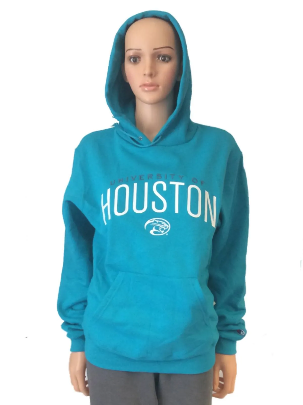 Houston Cougars Champion WOMENS Turquoise LS Pullover Hoodie Sweatshirt (S)