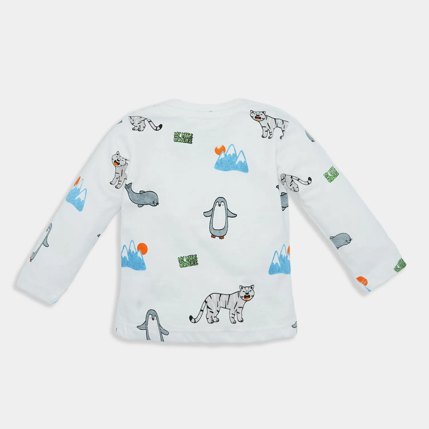 Infant Boys Round Neck T-Shirt Animals-White