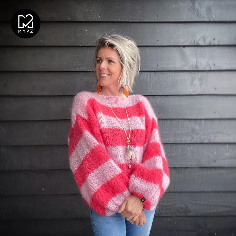 Knitting Kit – MYPZ Light striped Mohair Pullover Lemonade No8 (ENG-NL)