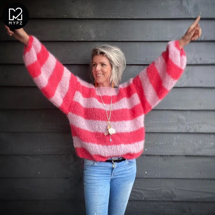 Knitting Kit – MYPZ Light striped Mohair Pullover Lemonade No8 (ENG-NL)