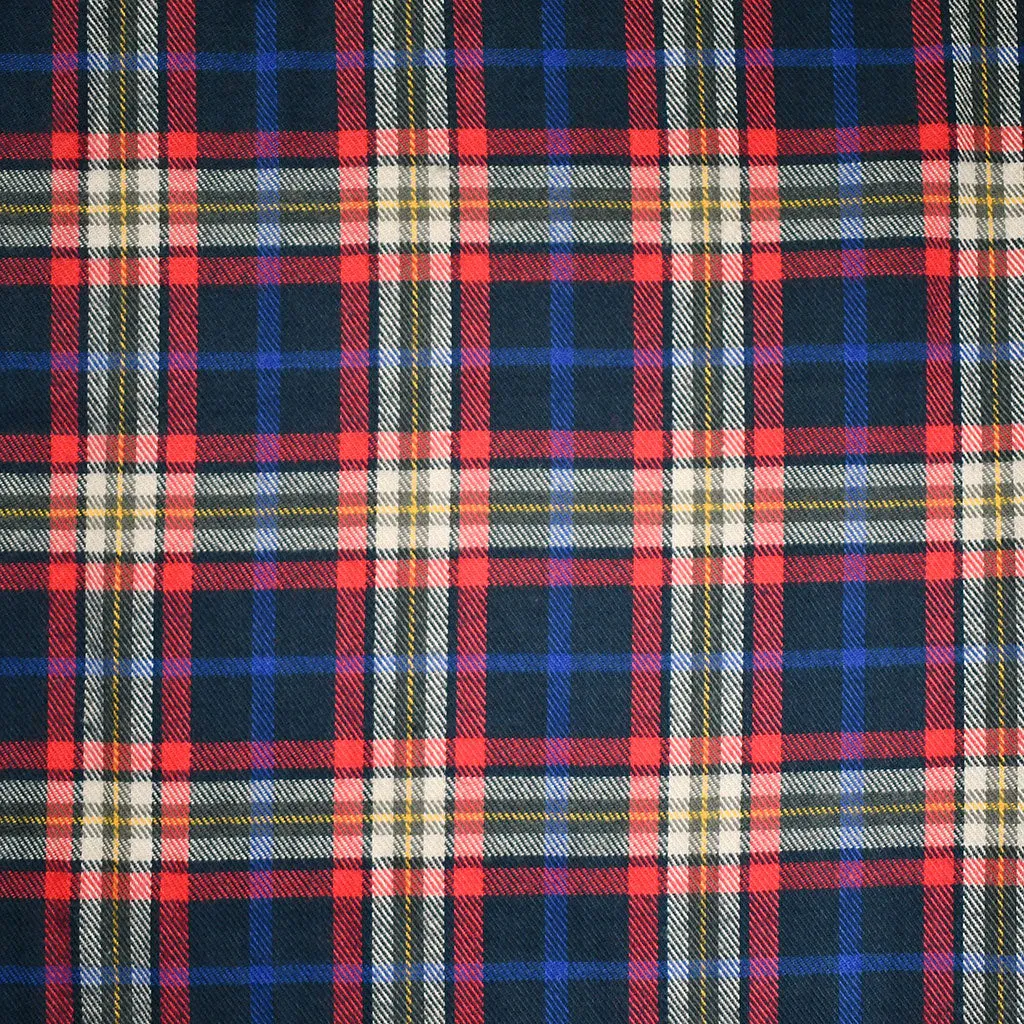 Layered Tartan Plaid Cotton Flannel Shirting Red/Navy