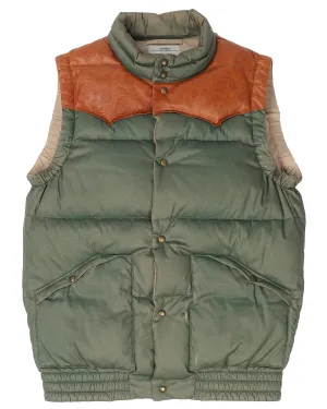 Leather-Trimmed Down Vest