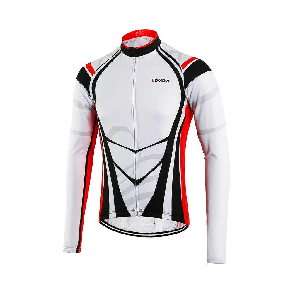 Lixada Men's Winter Thermal Fleece Cycling Clothing Set Long Sleeve Windproof Cycling Jersey Coat Jacket with 3D Padded Pants Trousers