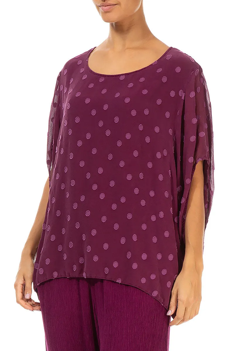 Loose Magenta Dotty Silk Blouse