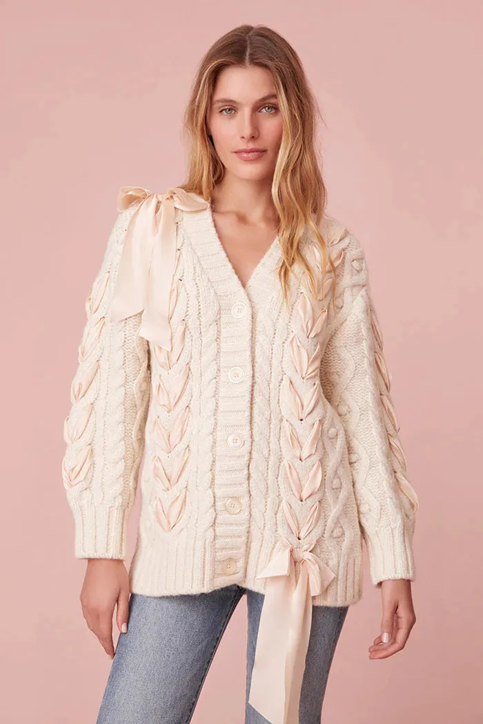 Loveshackfancy Kassius Cardigan in Snow