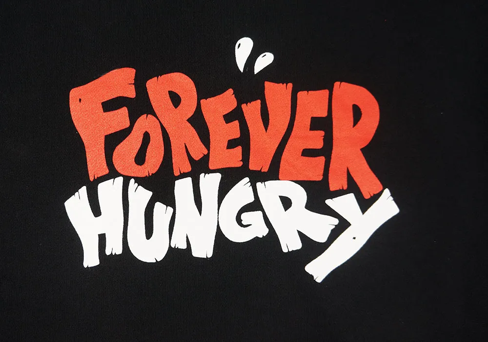 <A 000a109j>Fungolia Big Hood Fleece Hoodie - Forever Hungry (Black)