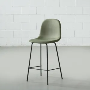 MILAN - Green Fabric Counter Stool