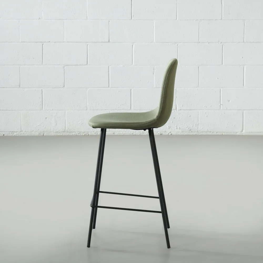 MILAN - Green Fabric Counter Stool