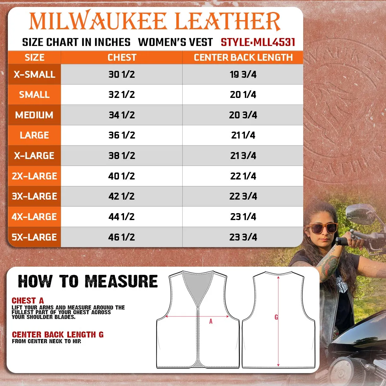 Milwaukee Leather Women's Distress Brown Leather V-Neck Motorcycle Rider Vest with Side Lace MLL4531