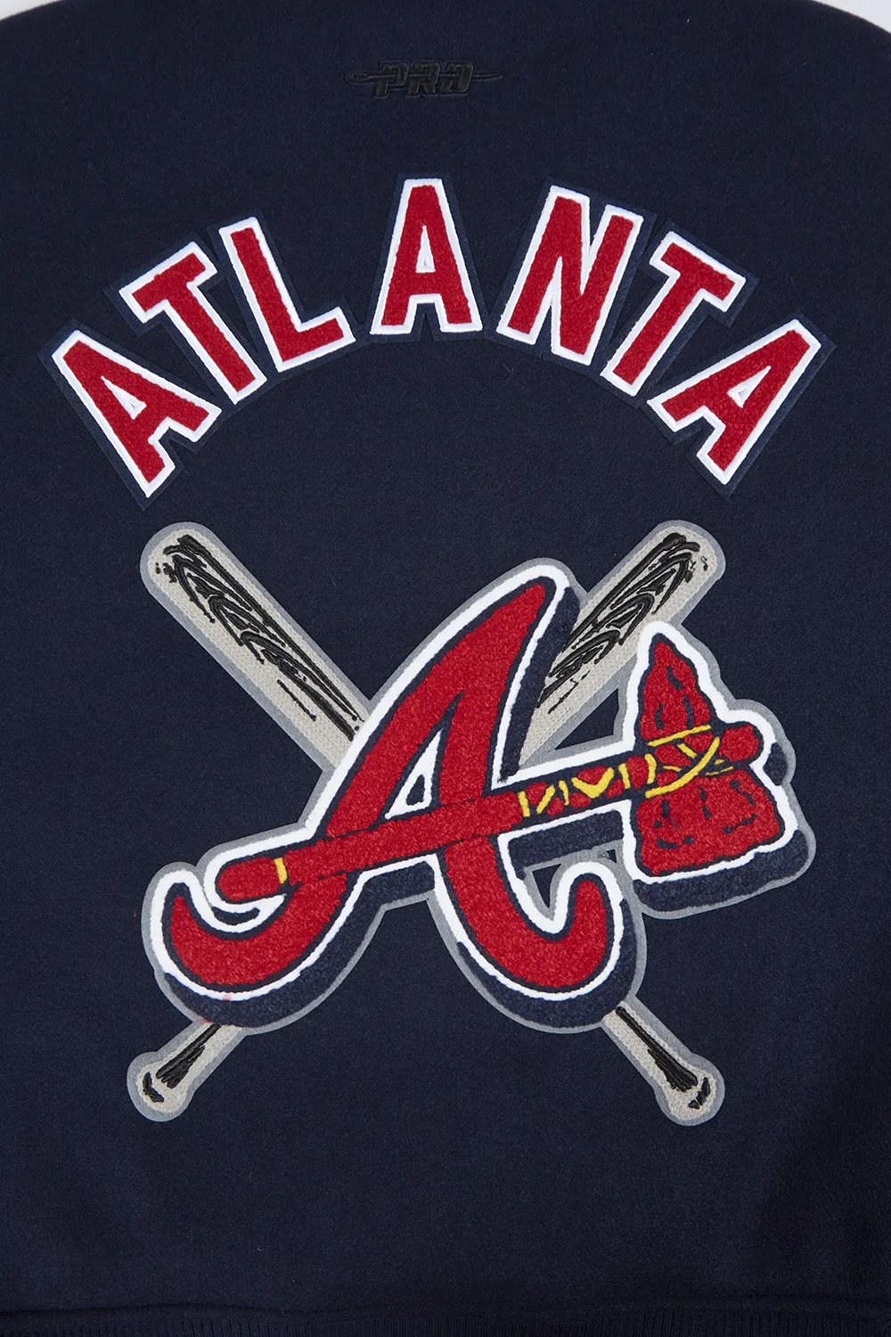 MLB ATLANTA BRAVES MASHUP WOMEN'S RIB WOOL VARSITY JACKET (MIDNIGHT NAVY/RED/MIDNIGHT NAVY)