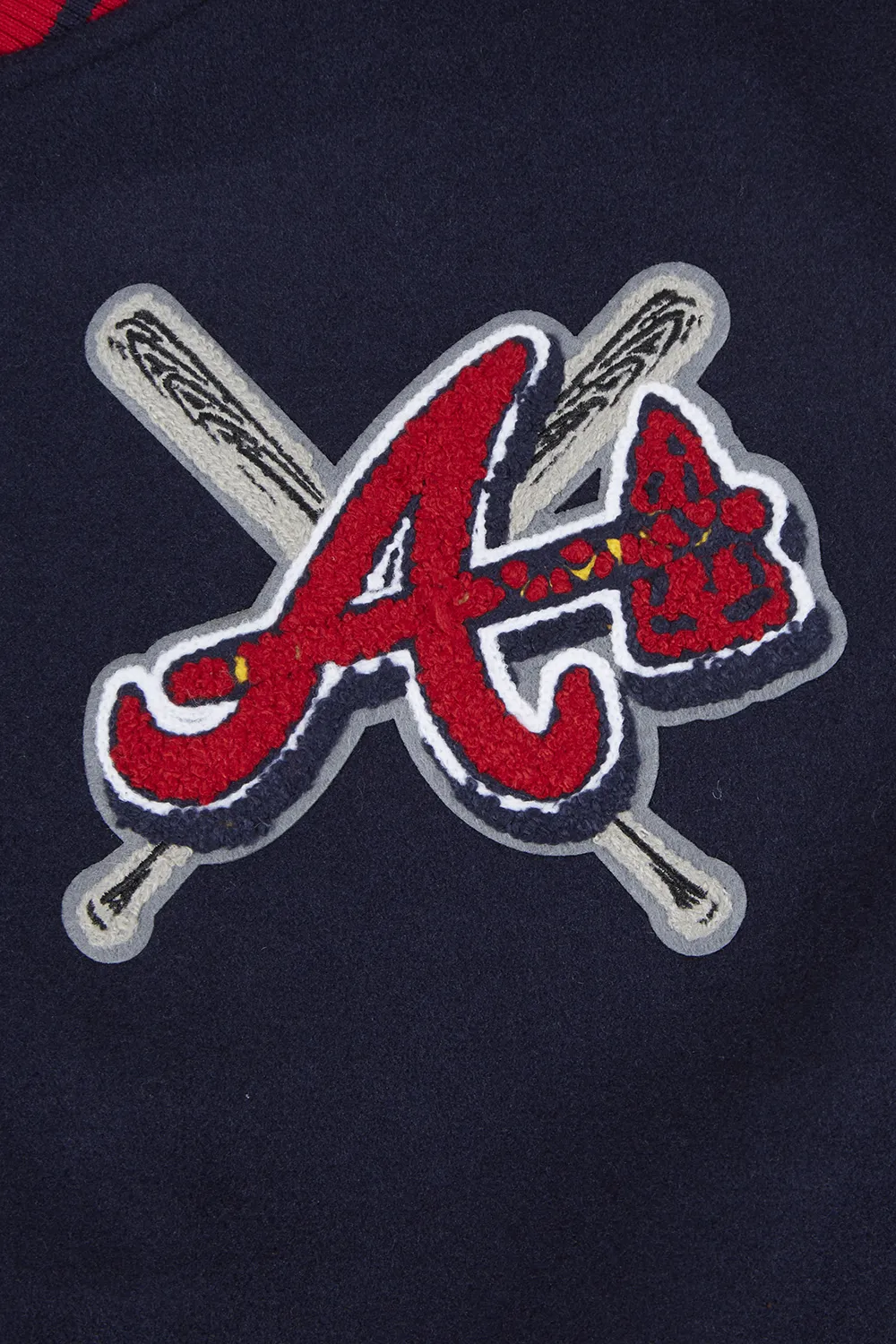 MLB ATLANTA BRAVES MASHUP WOMEN'S RIB WOOL VARSITY JACKET (MIDNIGHT NAVY/RED/MIDNIGHT NAVY)