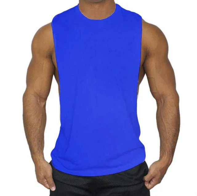 Muscleguys Mens Casual Loose Fitness Tank Tops For Male Summer Open side Sleeveless Active Muscle Shirts Vest Undershirts