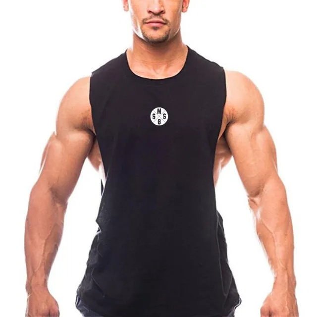 Muscleguys Mens Casual Loose Fitness Tank Tops For Male Summer Open side Sleeveless Active Muscle Shirts Vest Undershirts