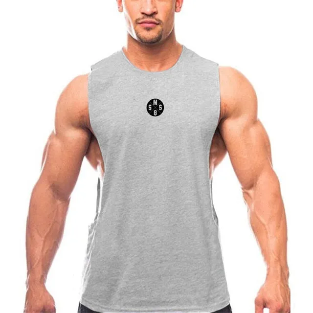 Muscleguys Mens Casual Loose Fitness Tank Tops For Male Summer Open side Sleeveless Active Muscle Shirts Vest Undershirts