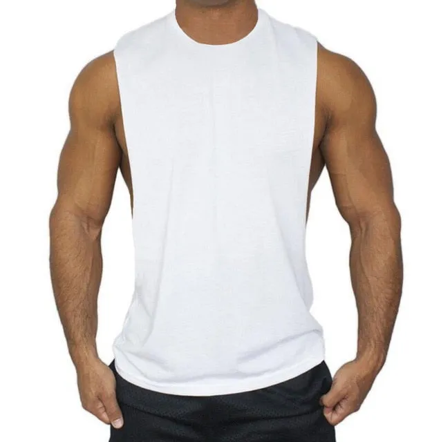 Muscleguys Mens Casual Loose Fitness Tank Tops For Male Summer Open side Sleeveless Active Muscle Shirts Vest Undershirts