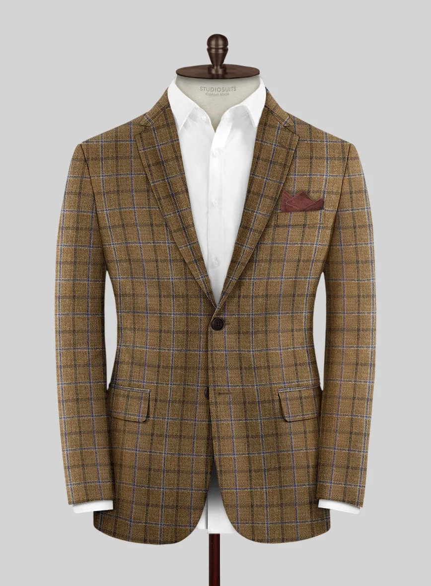 Noble Giancarlo Brown Wool Silk Linen Suit