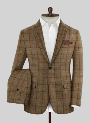 Noble Giancarlo Brown Wool Silk Linen Suit