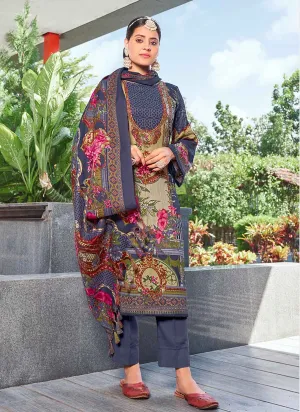 Pakistani Print Pashmina Winter Ladies Suit Dress Materials with Shawl