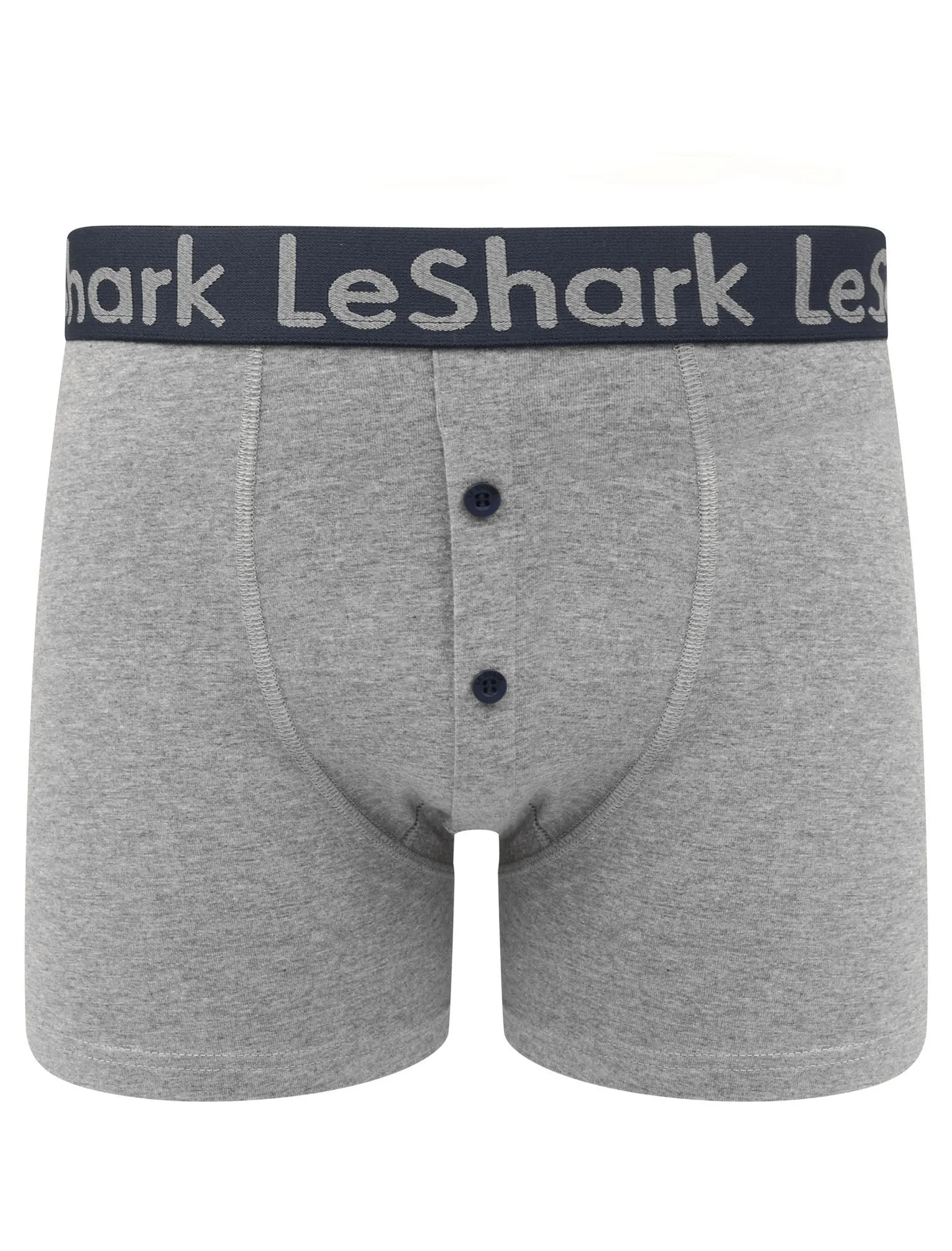 Peace (2 Pack) Boxer Shorts Set in Mid Grey Marl / Sky Captain Navy - Le Shark