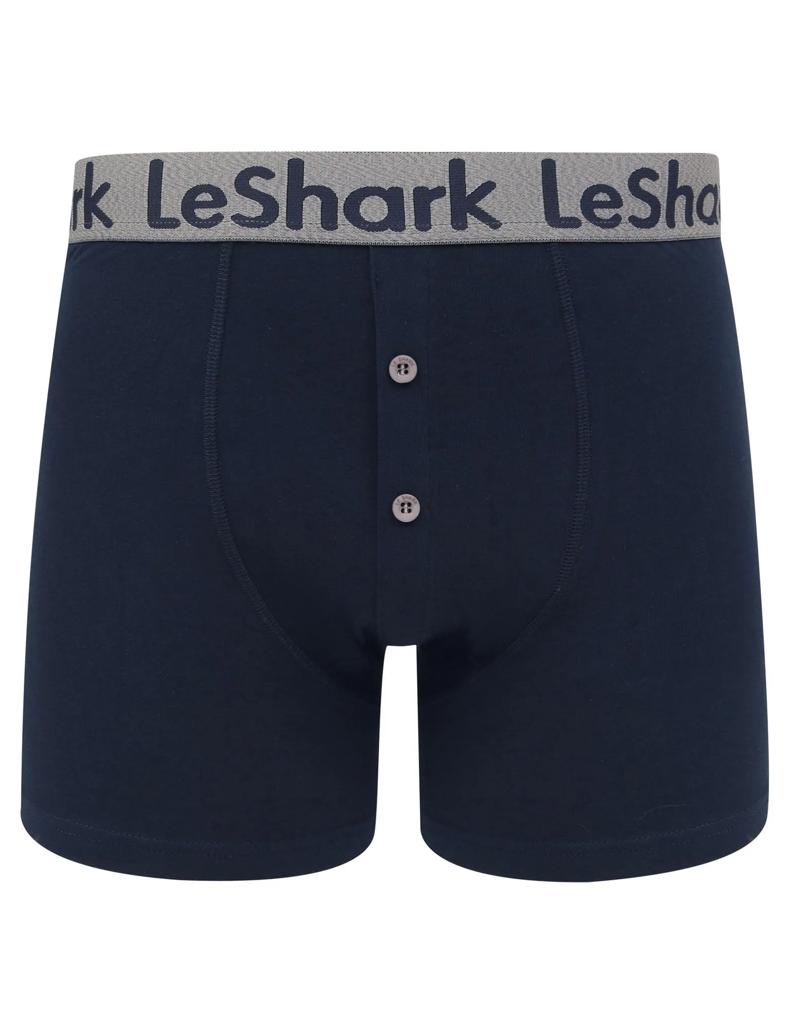 Peace (2 Pack) Boxer Shorts Set in Mid Grey Marl / Sky Captain Navy - Le Shark