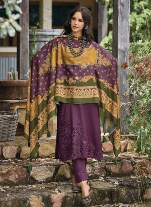 Pure Pashmina Designer Unstitched Women Winter Suits Dress Materials