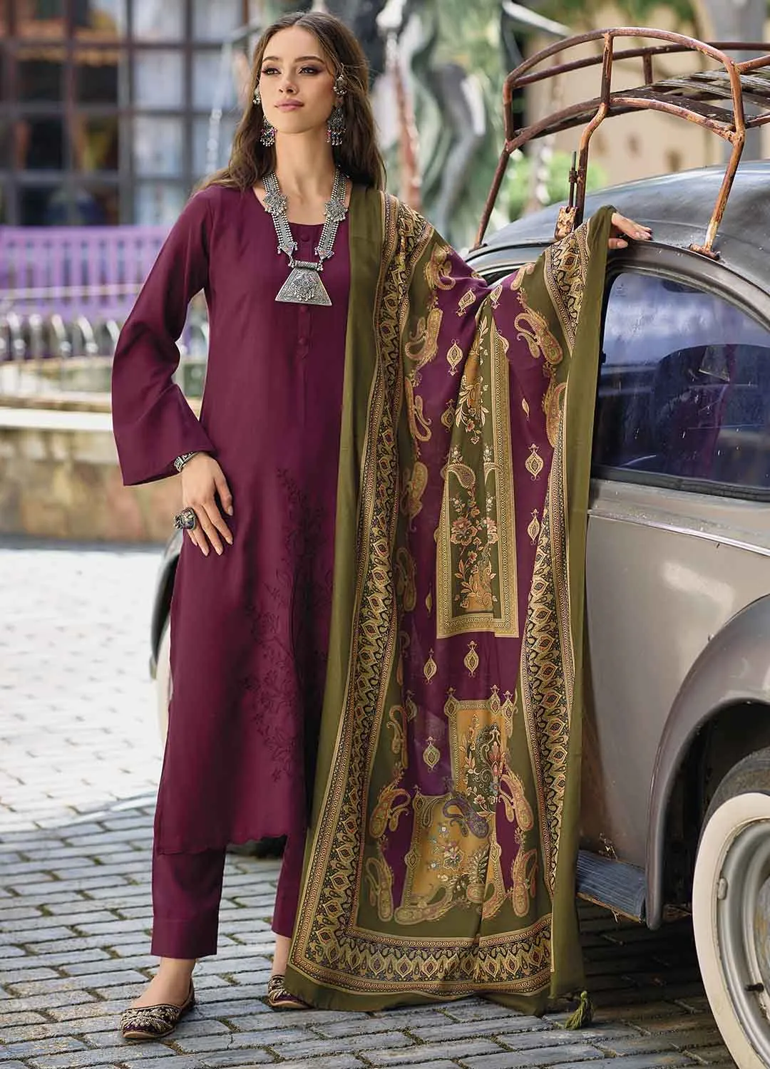 Pure Pashmina Unstitched Women Winter Suits Dress Material