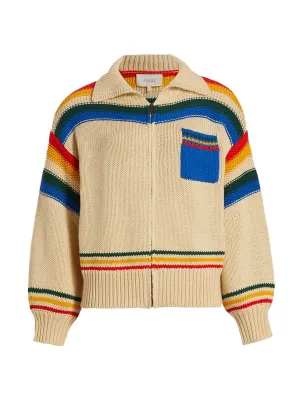 Ranch Zip-Front Cardigan ~ Vintage Prism Stripe